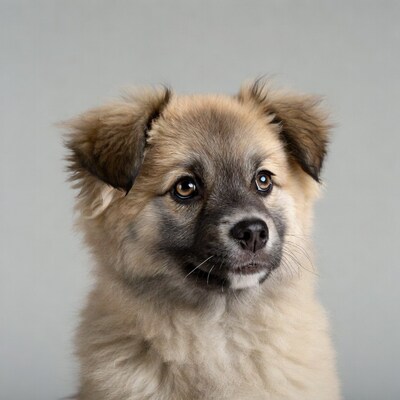 Fluffy Pomeranian Puppy Portrait