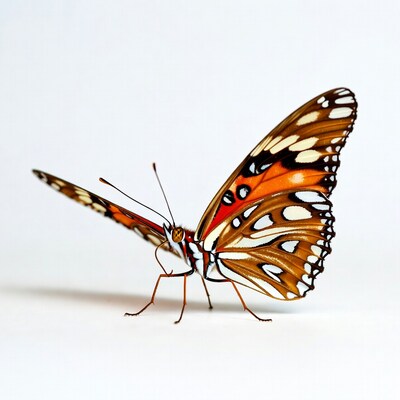 Monarch Butterfly on White Background