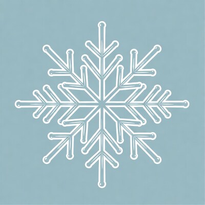 White snowflake outline on blue background