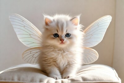 White Kitten with Angel Wings