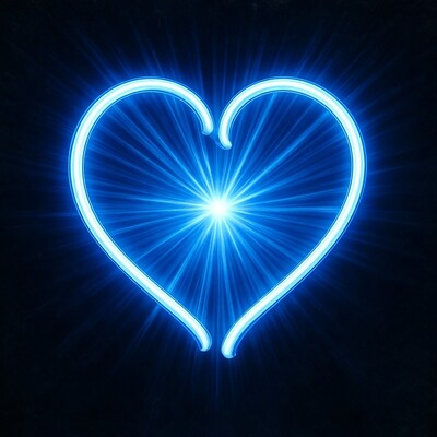 Glowing Neon Blue Heart