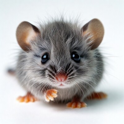 Cute gray baby mouse close-up