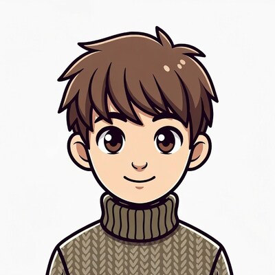 Cartoon boy in turtleneck sweater