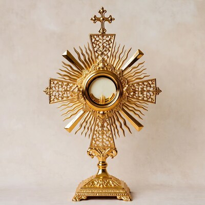Golden Monstrance with Sunburst Rays