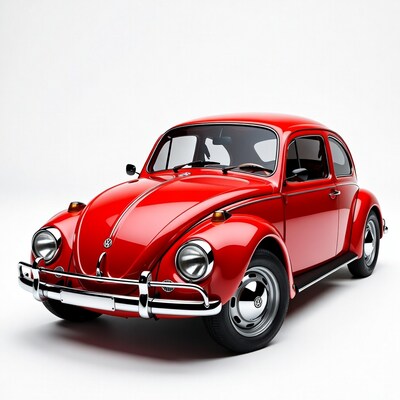 Red Volkswagen Beetle on white background