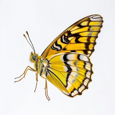 Yellow Tiger Butterfly on White Background