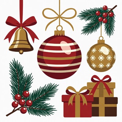 Christmas Ornaments Clipart Set