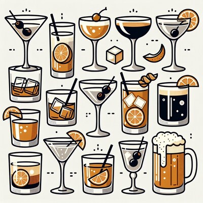 Cocktail Glasses Illustration Collection