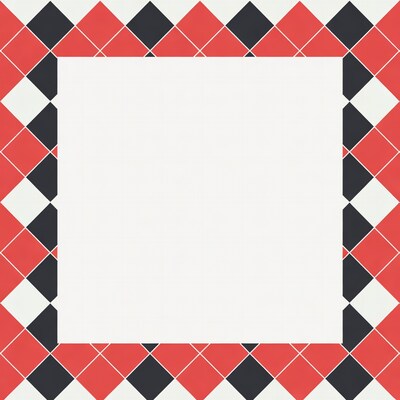 Red Black Harlequin Diamond Border