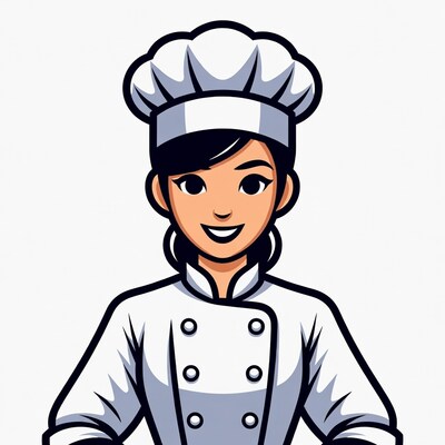 Smiling Asian Woman Chef Illustration