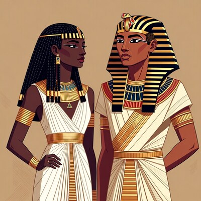 Egyptian Pharaoh and Queen Illustration