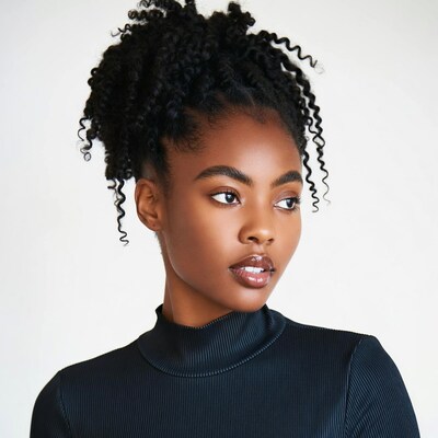 African-American woman with curly hair profile