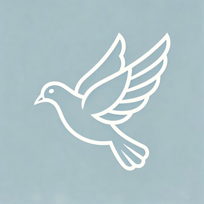 White outline dove flying