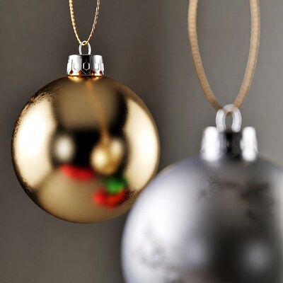 Gold and Silver Christmas Ornaments Hanging