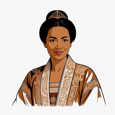 Asian woman in ornate kebaya with crown