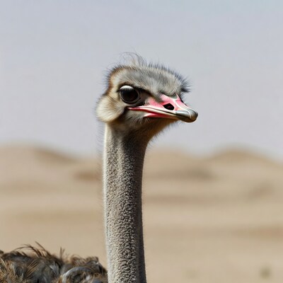 Ostrich standing in desert