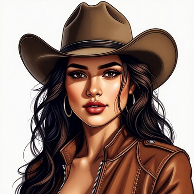 Beautiful woman in cowboy hat
