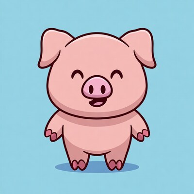 Cute cartoon pig smiling