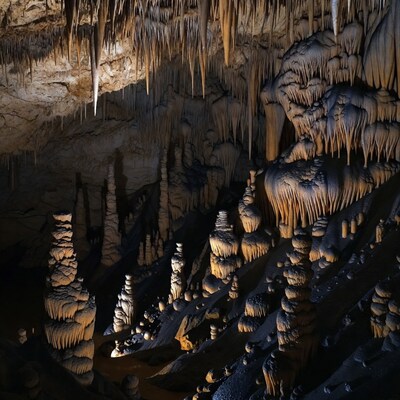 Stalactites and Stalagmites in Cave