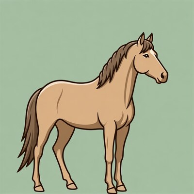 Brown horse illustration on green background