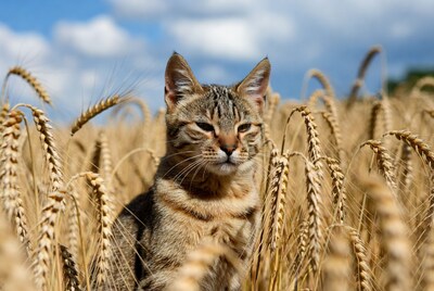 Tabby Cat in Wheat Field
