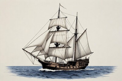 Sailing Ship on Ocean