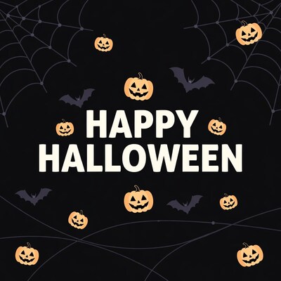 Happy Halloween with Pumpkins and Bats