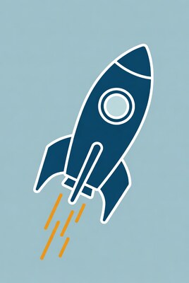 Rocket with flames isolated