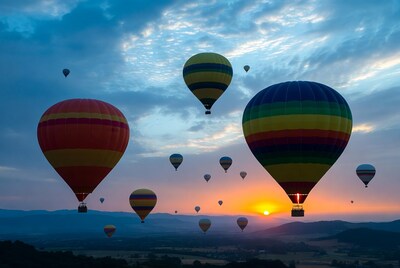 Colorful Hot Air Balloons at Sunset