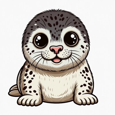 Cute baby harp seal illustration