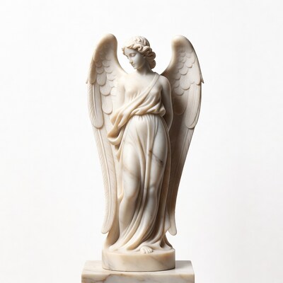 Marble Winged Angel Statue