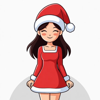 Anime girl in Santa dress