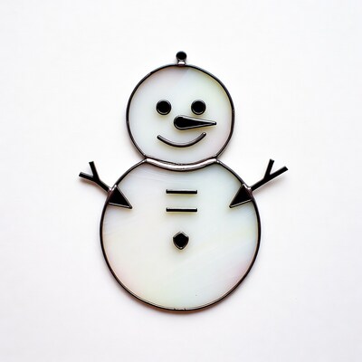 Snowman stained glass suncatcher