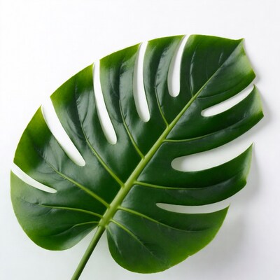 Monstera Leaf on White Background
