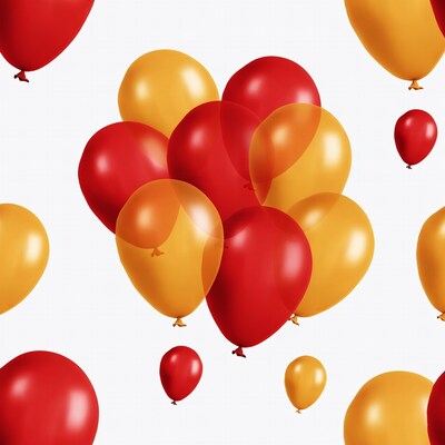 Red and Yellow Balloons on White Background