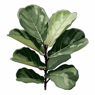 Fiddle Leaf Fig Leaves Illustration