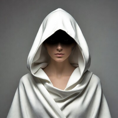 Woman in white hood