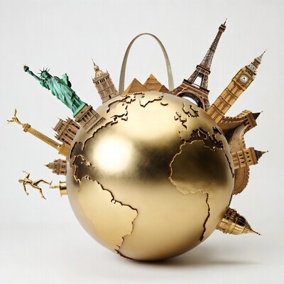 Golden Globe with World Landmarks