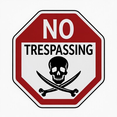 No Trespassing Sign with Skull