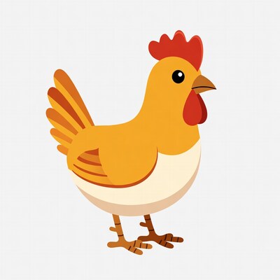 Cartoon yellow rooster standing