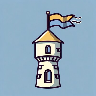 Tower with flag illustration