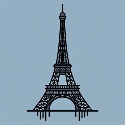 Eiffel Tower illustration on blue background