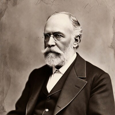 Elderly man with beard and glasses