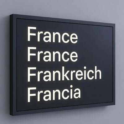 Glowing France Sign on Black Frame