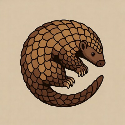 Cute cartoon pangolin illustration