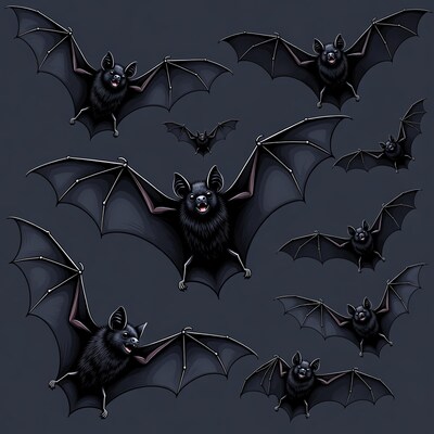 Flying Bats Illustration