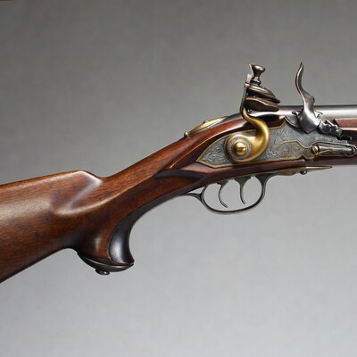 Flintlock Musket on Gray Background