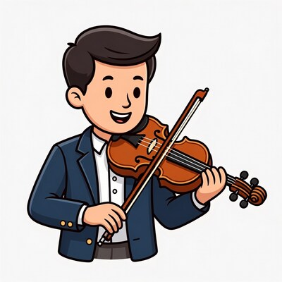 Cartoon man playing violin