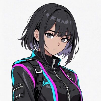 Anime girl in black jacket