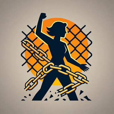 Woman Breaking Chains Silhouette